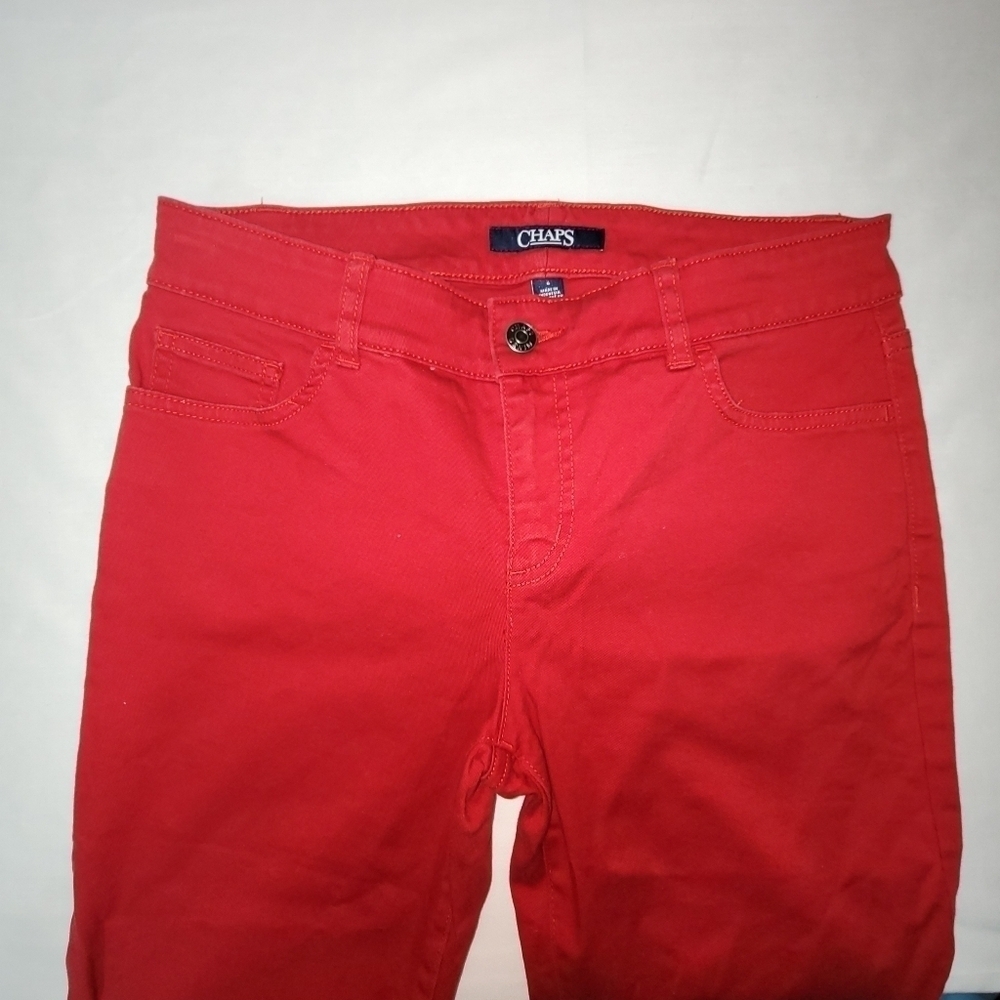Chaps Mid-rise Stretch Red Women's Capri/Knee Length Jeans Size 4 - Picture 3 of 13